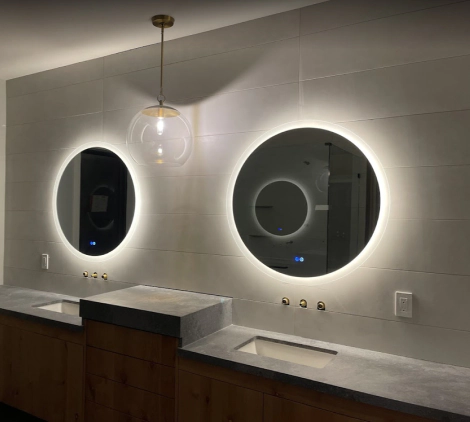 modern bathroom mirror with backlights